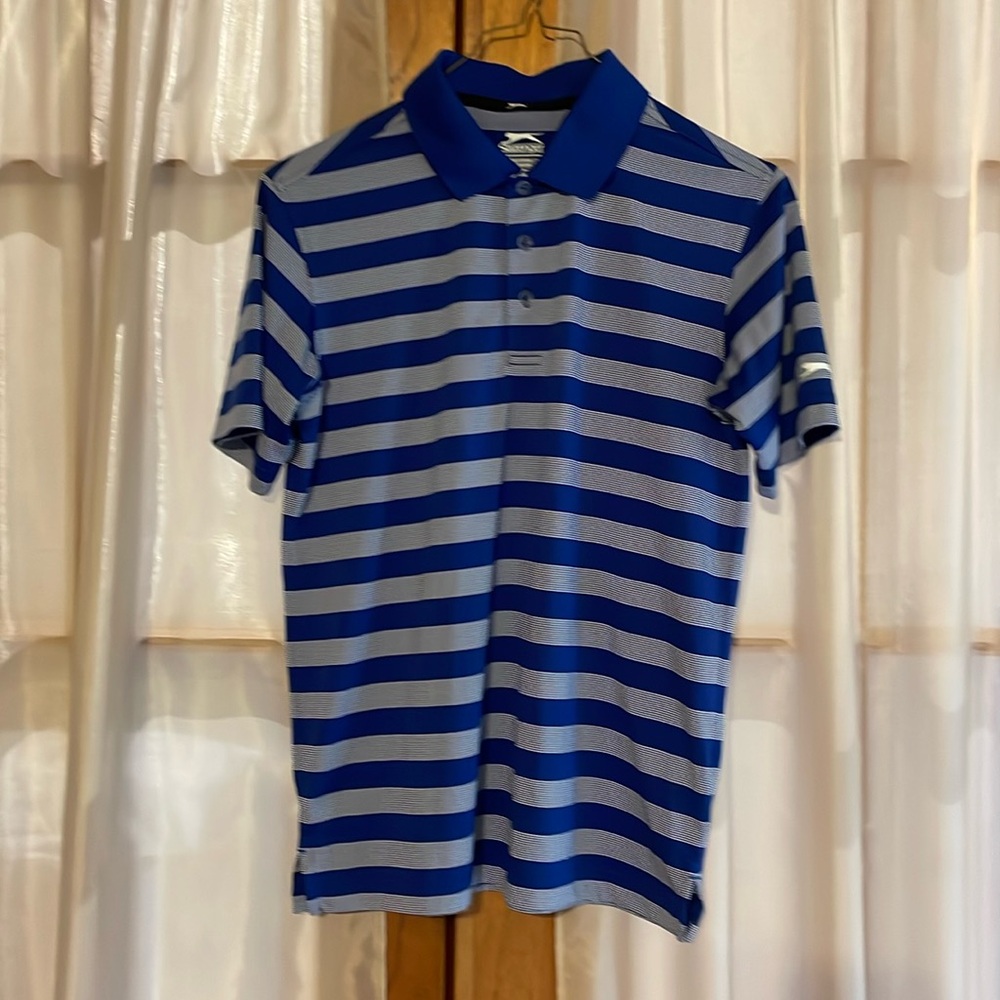 Slazenger blue and white performance, golf shirt boys size large